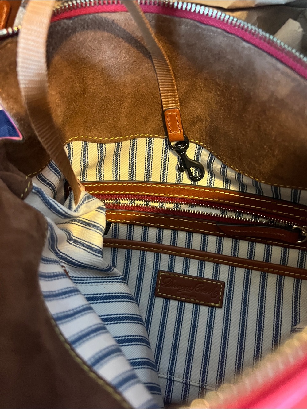 Dooney & Bourke Bright Pink Shoulder Tote leather trim - Picture 5 of 14
